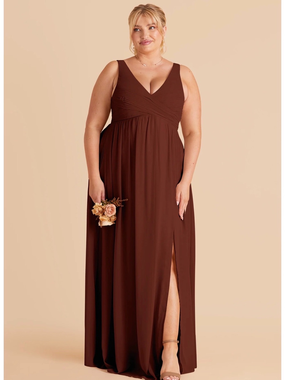 Birdie Grey - Laurie Dress with Slit in Cognac